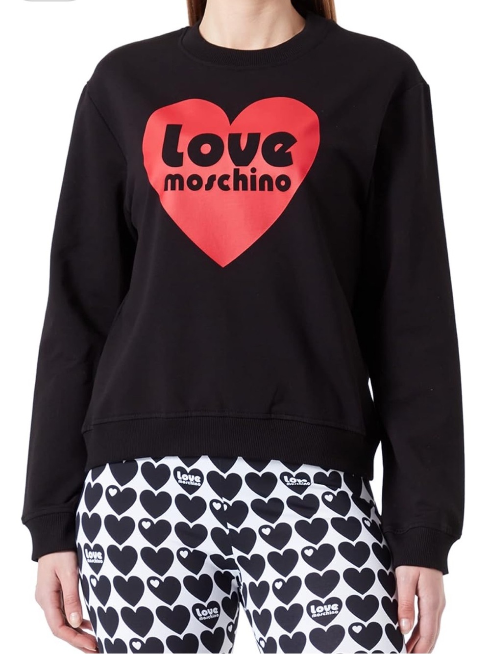 Love Moschino Black Sweatshirt with Red Heart Graphic